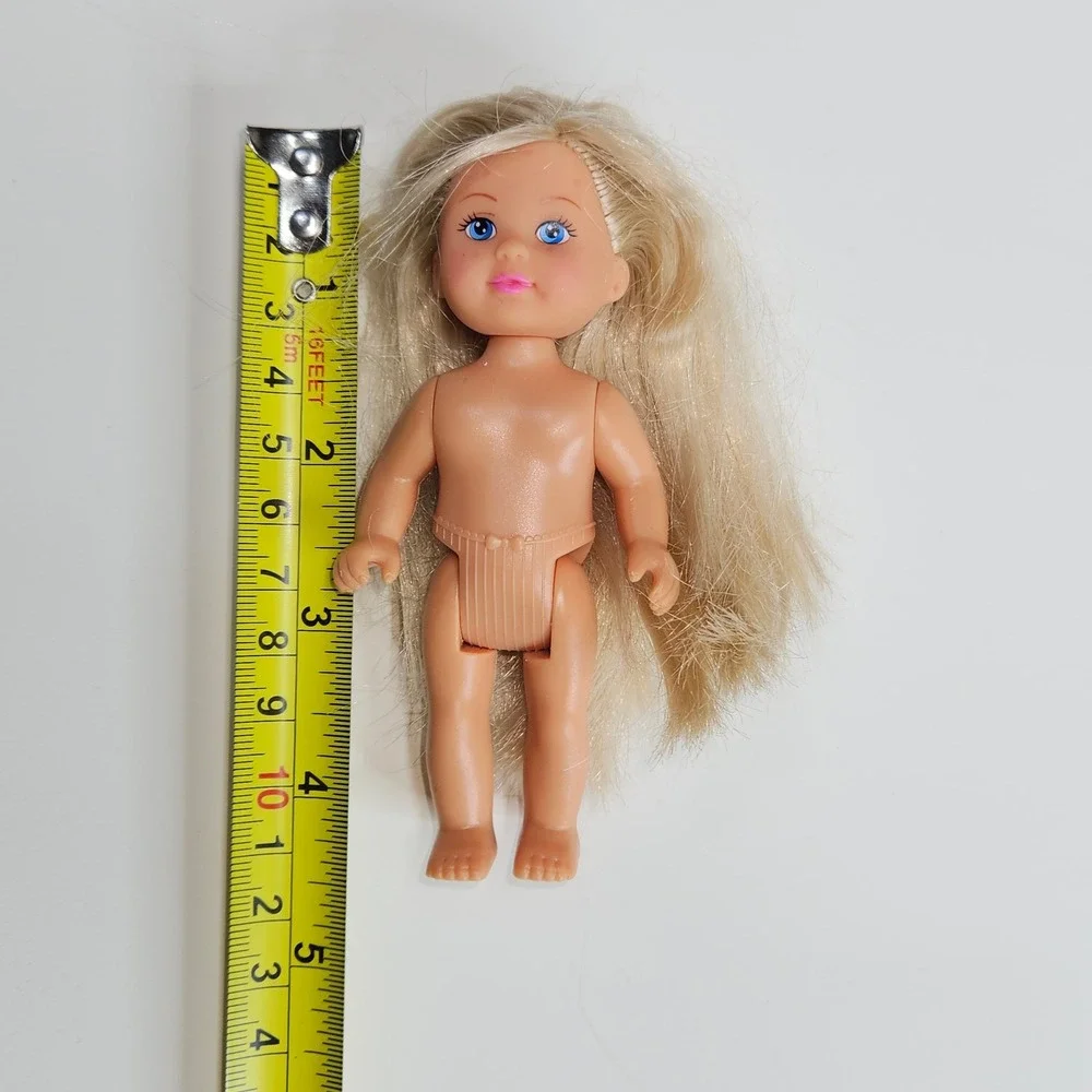 Simba Miniature Doll Unisex 4.75in Tan Blonde Hair Blue Eyes Articulated Toy
